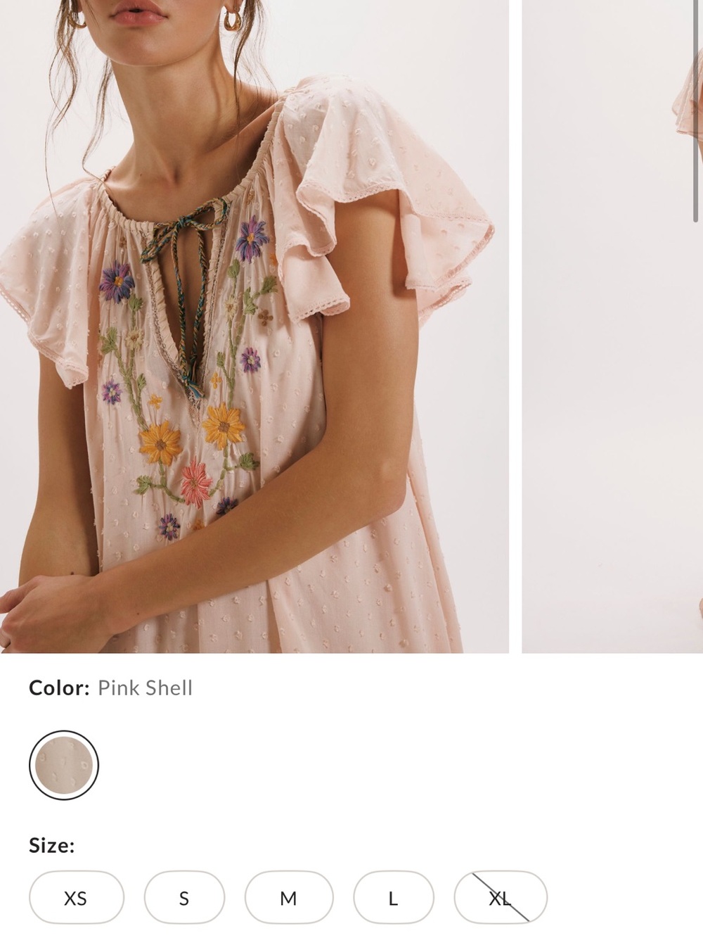 Free People Peach Maxi Dress with Floral Embroidery - Picture 7 of 9